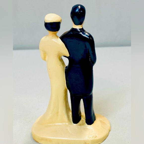 ANTIQUE BRIDE GROOM CAKE TOPPER COAST NOVELTY MFG CO AWESOME PIECE - Picture 5 of 9